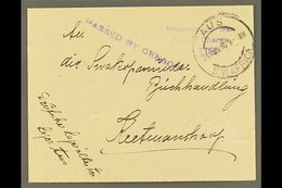 1916 (24 Jun) Stampless Env To Keetmanshoop With "Prisoner Of War / Free Of Charge / AUS" Three Line Violet Cachet And " - South West Africa (1923-1990)