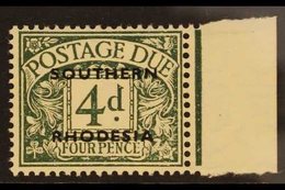 POSTAGE DUES 1951 4d Dull Grey Green, SG D6, Superb Marginal Never Hinged Mint. For More Images, Please Visit Http://www - Zuid-Rhodesië (...-1964)