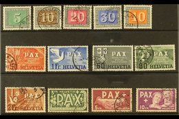 1945 'Pax' Peace Complete Set (Michel 447/59, SG 447/59), Fine Cds Used, 10f With Minor Repaired Tear, Fresh, Cat £1,200 - Other & Unclassified