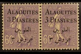 ALAOUITES 1925 3pi On 60c Violet, Horizontal Pair Types I & II, Yv 11/11b, Very Fine Mint. For More Images, Please Visit - Syrië