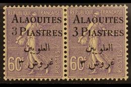 ALAOUITES 1925 3pi On 60c Violet, Horizontal Pair Types I & II, Yv 11/11b, Very Fine Mint. For More Images, Please Visit - Syrie