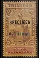 SPECIMEN 1901-06 5s Lilac & Mauve, Wmk CA Over Crown, Ovptd Both "SPECIMEN" & "ULTRAMAR" SG 132s, Couple Of Light Crease - Trinité & Tobago (...-1961)