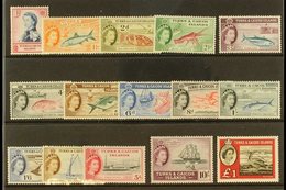 1957 Pictorial Definitive Set Complete, SG 237/50 & SG 253, Never Hinged Mint (16 Stamps) For More Images, Please Visit  - Turks E Caicos