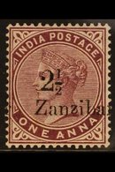 1895-98 "2½" On 1a Plum Surcharge Type 3 In Red, SG 23, Superb Mint, Very Fresh. For More Images, Please Visit Http://ww - Zanzibar (...-1963)