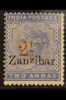 1895-98 "2½" On 2a Pale Blue Overprint With Small Second 'z' Surcharge Variety And Type 6 Surcharge In Red, SG 26, Fine  - Zanzibar (...-1963)