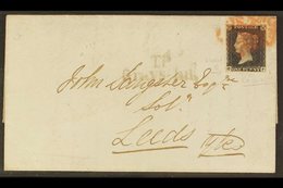 1840 1d Intense Black 'CF' From Plate 1b  With Burr Rub (Spec AS4g) With 4 Good Neat Margins, Tied Red MC Cancels To An  - Ohne Zuordnung