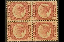 1870 ½d Rose- Red Plate 14, SG 48, Never Hinged Mint BLOCK OF FOUR. Superb With Rich Colour, Full- Perfs & Excellent Cen - Other & Unclassified