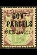 GOVT. PARCELS Official 1887 1½d Dull Purple And Pale Green With "SPECIMEN" Handstamp (type 9), SG Spec L24s, Very Lightl - Autres & Non Classés