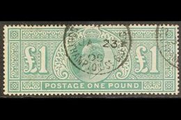 1902 - 10 £1 Dull Blue-green De La Rue, SG 266, Used With Choice Fully- Dated Cds, A Tiny Rub Along Outer Frame Above "£ - Non Classificati