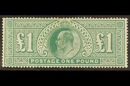 1902 £1 Dull Blue Green, DLR Printing, Ed VII, SG 266, Very Fine Mint. Well Centered, Full Perfs And Lovely Even Colour. - Unclassified