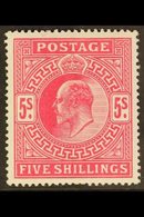 1902 5s Deep Bright Carmine, DLR Printing, Ed VII, SG 264, Very Fine Mint. For More Images, Please Visit Http://www.sand - Non Classificati