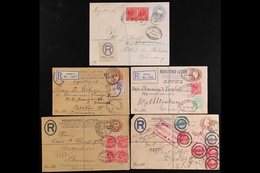 1904-1911 UPRATED REGISTERED LETTERS. An Interesting Group Of Postal Stationery Registered Letters Addressed To Germany  - Sin Clasificación