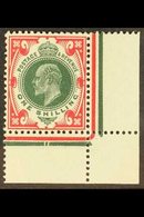 1911-13 1s Green & Carmine Somerset House Printing, SG 314, Never Hinged Mint Lower Right Corner Example, Very Fresh. Fo - Unclassified