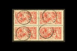 1918-19 5S SEAHORSE MULTIPLE. 5s Rose-red Seahorse, Bradbury Printing, SG 416, Good Used BLOCK OF FOUR With Guernsey, Ju - Non Classificati