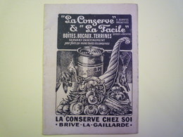 GP 2019 - 1093  Brochure  PUB  "La CONSERVE & La FACILE"  Brive-la-Gaillarde  16 Pages    XXXX - Publicidad