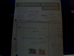 BELGIQUE Facture  Transports Routiers Mosans   Annèe 1950 A Luege Avec Fiscaux - Transporte