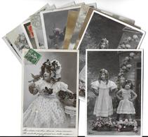Enfants Enfant  -( Fille Filles Garçons Garçons ) (robe Fleurs Costume) -Lot De 12  Cartes -scan R/V Des  12 Cartes - Otros
