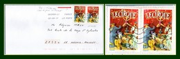 Lettre 2017 Variété Rideau Clair Tenant à Foncé / N° 3466 Europa 2002 Cirque Eléphant - Gebruikt