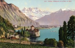 Cpa Illustration Chateau De Chillon Et La Dent Du Midi. - Autres & Non Classés