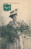 CPA M.F. Paris Le Gui Porte-bonheur Circulée Timbre 1909 Femme Chapeau Woman - Plantes Toxiques