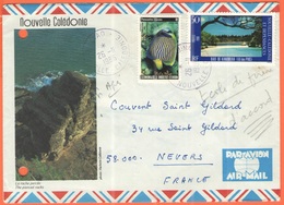 NUOVA CALEDONIA - NOUVELLE CALEDONIE - 1986 - 10F Aquarium De Nouméa + 50F Baie De Kanumera - Enveloppe Illustrée - Par - Storia Postale