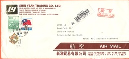 Taiwan - Republic Of China - 1994 - 3 Stamps - Registered - Airmail - Viaggiata Da Taipei Per Ruthi, Suisse - Cartas & Documentos