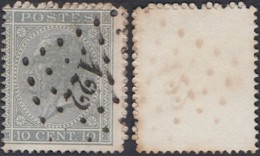Belgique - COB 17 Oblitération LP "122" Haine St Pierre (DD) DC3169 - 1865-1866 Perfil Izquierdo