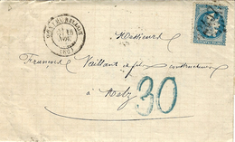 Lettre De Montmorillon ( Vienne  Du 16 Nov. 70 -au Dos,amb. La Rochelle à Paris Du 16 Nov. Et Cad De Metz Du 1er Avril - - War 1870