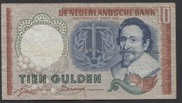 Netherlands 10 Gulden, 1953  -  BHB 082102  - See The 2 Scans For Condition.(Originalscan ) - 10 Florín Holandés (gulden)