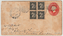 Enveloppe EN4 (Webb) 3 C Rouge + 4 X 1/2 C Noir (Scott 34) De Montréal à Gleiwitz (Allemagne) Le 28/8/1891 - 1860-1899 Regno Di Victoria