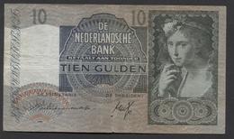 Netherlands 10 Gulden 9-6-1941 / 21-9-1942 NO 7 AH 012712,  - See The 2 Scans For Condition.(Originalscan ) - 10 Gulden