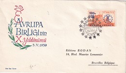 TURQUIE 1959 LETTRE POUR BRUXELLES - Storia Postale