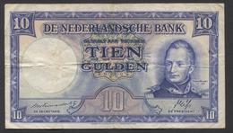 Netherlands 10 Gulden 7-5-1945 - 35.1b , No 2 AK 088991,  - See The 2 Scans For Condition.(Originalscan ) - 10 Florín Holandés (gulden)