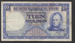 Netherlands 10 Gulden 7-5-1945 - 35.1b , No 3 AQ 857106,  - See The 2 Scans For Condition.(Originalscan ) - 10 Florín Holandés (gulden)