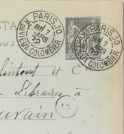 Bloc Dateur Mixte, PARIS.10 R. Du VIEUX COLOMBIER Sur Carte Réponse SAGE Pour Louvain, BELGIQUE. - 1877-1920: Période Semi Moderne