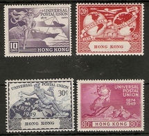 HONG KONG 1949 UPU SET SG 173/176 LIGHTLY MOUNTED MINT Cat £50 - Unused Stamps