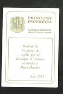 ANDORRE VIGUERIE EPISCOPALE REEDITIONS DES EPREUVES DES GRAVURES DE HENRI DOUCHET 1981 - Vegueria Episcopal