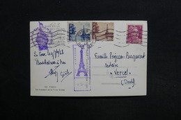 FRANCE - Vignettes + Cachets De La Tour Eiffel Sur Carte Postale En 1948 Pour Vercel - L 29104 - Covers & Documents