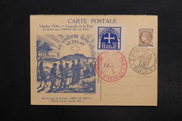 FRANCE - Vignette + Carte + Oblitération De Vézelay En 1946 - L 29115 - Lettres & Documents