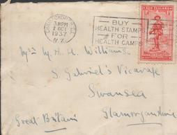 3397   Carta Christchupch 1937, N.Z. Flamme ,buy Health Stamps For Health Camps, Comprar Estampillas Sanitarias Para Cam - Cartas & Documentos