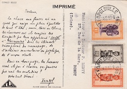 CONGO BELGE   :  Divers Sur Carte Chasseurs De Fauves . Editions IONYL . Oblitération Léopoldville De 1950 - Brieven En Documenten