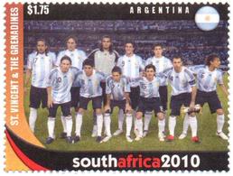 ST VINCENT MNH 1v Argentina Team World Cup Football Championship South Africa 2010 Futbol Soccer Fußball Calcio - 2010 – Sud Africa