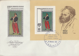 Enveloppe  FDC  1er  Jour   MADAGASCAR    Bloc   Feuillet   Oeuvre  De   Edouard   MANET   1982 - Impresionismo