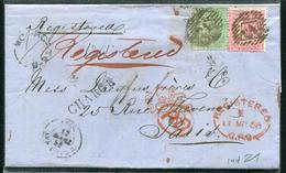 GRANDE BRETAGNE - N° 18 & 20 / LR CHARGÉ DU 11/3/1858 POUR PARIS - TB & RARE - Covers & Documents