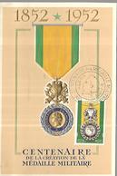 Algérie 1952 Carte Maximum  Centenaire De La Création De La Médaille Militaire - Maximumkarten