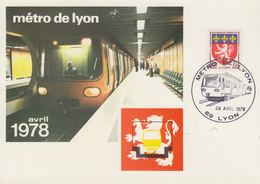 Carte  FRANCE   Métro   De  LYON    1978 - Altri (Terra)