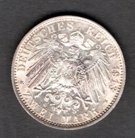 Allemagne - Prusse - 2 Mark Argent 1913A - Wilhelm II - Jubilé - SUPERBE - 2, 3 & 5 Mark Zilver