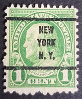 1923 Benjamin Franklin, N.Y. New York, Preoblitere, Precancel, United States Of America, USA, Used - Voorafgestempeld