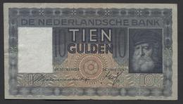 Netherlands  10 Gulden 1-6-1933 - 11-10-1939 , NO: MM 033611 - See The 2 Scans For Condition.(Originalscan ) - 10 Florín Holandés (gulden)