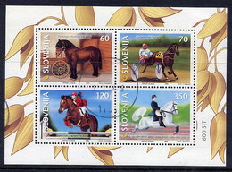 SLOVENIA 1999 Horses: Equestrian Sports Block Used.  Michel Block 9 - Slovénie